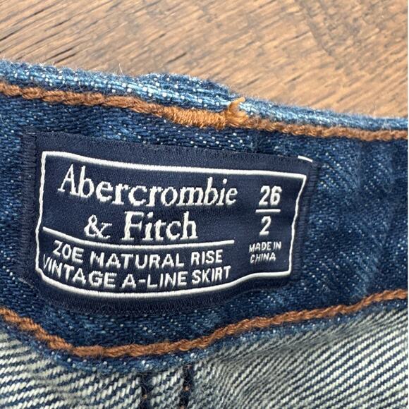 Abercrombie & Fitch Zoe Natural Rise Vintage A-Line Skirt Dark Wash Sz 26 US 2 - Picture 3 of 6
